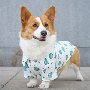 Chemise pour chien Corgi, imprimé feuille de bananier et ananas, vêtements d'été décontractés fins pour petits chiens - Product Image 1