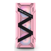 Casing Komputer Gaming PC ATX Tower PINK dengan Panel Kaca dan Kipas RGB