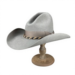 Chapeau en feutre de laine gris à bord relevé, style européen et américain, avec ruban décoratif, vente en gros d'usine, collection printemps/automne - Product Image 1
