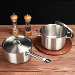 Marmite de cuisson de bonne qualité Marmite à soupe antiadhésive 3 couches à fond composite en acier inoxydable avec casserole à poignée unique - Product Image 3