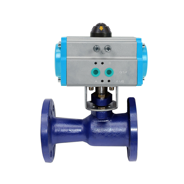 DN50 2 pulgadas 12V 24V CF8 de acero inoxidable actuador neumático brida neumático integrado válvula de bola