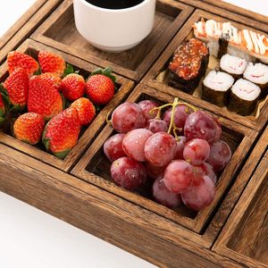 Plateaux de service rustiques en bois avec poignée - Ensemble de 7 plateaux rectangulaires pour recevoir, <span class=keywords><strong>petit</strong></span>-<span class=keywords><strong>déjeuner</strong></span>, table basse, décoration intérieure - Product Image 5