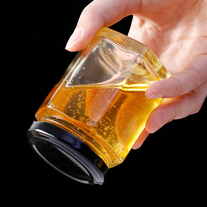 Hot Sale 16oz Flat Hexagon Honey Jar Food Storage Container Storage Jar Best Price Mumu Glass Jar Honey