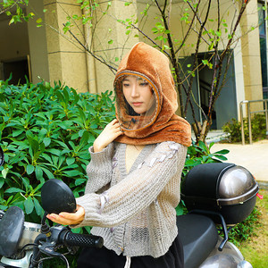 Winter Fleece Lined Face Mask <b>Neck</b> <b>Warmer</b> Windproof Hood For Cycling Unisex Coffee Color - Product Image 3