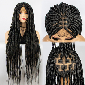 Commercio all'ingrosso nuovo stile sintetico cornrow glueless senza nodi fornitori ful lace front box parrucche intrecciate <span class=keywords><strong>con</strong></span> i capelli del bambino per le donne nere - Product Image 2