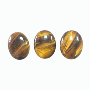 Pierres de paume ovales en œil de tigre naturel, polies, dorées, pour la fabrication de bijoux et cadeaux DIY - Product Image 1