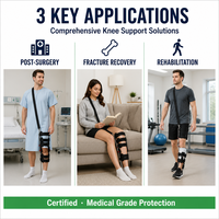 Attelle de genou médicale à molette à pression avec sangle dorsale réglable pour la récupération des blessures orthopédiques
