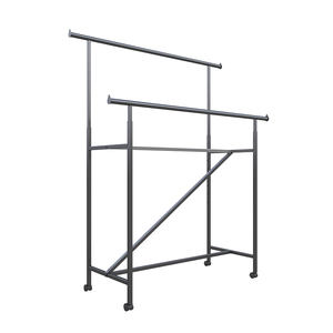 Exhibidores Metálicos para Tiendas de Ropa, Soporte de Piso Portátil de 2 Barras, Exhibidor de Ropa para Tiendas Minoristas de Ropa Femenina - Product Image 3