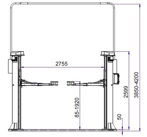 Elevador de tijera de acero de dos postes de tornillo de 4000Kg, elevador de cilindro de accionamiento hidráulico para automóviles, motocicletas, capacidad de kg, 10 años - Product Image 4