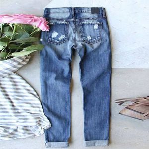 Pantalon déchiré à poches pour femmes <span class=keywords><strong>Jeans</strong></span> quatre saisons Jour de l'indépendance Imprimé Perforé Casual Skinny Pencil Pant <span class=keywords><strong>Leggins</strong></span> Mujer - Product Image 3