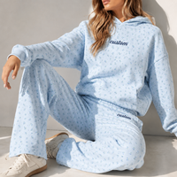 Ensemble décontracté pour femme grande taille : sweat à capuche streetwear à motif lettres et pantalon de survêtement élastique à jambes larges avec logo brodé