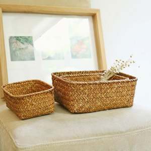 空ゴルフギフトバスケット生地裏地付きバスケット薬局長方形織りラタン小さなメッシュランドリーバッグ - Product Image 3