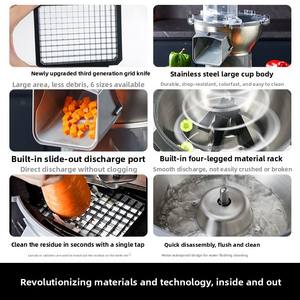 Cortador de Verduras Multifunción para Cocina: Cubos de Rábano, Granulador de <span class=keywords><strong>Cebolla</strong></span>, Rebanador de Patatas, Tiras de Mango, Picador Comercial para Cantina - Product Image 5