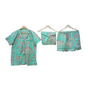 Beautiful Stylish Indian Handmade Cotton Kangura <b>Pajama</b> Set Digital Printed Vintage Short Night Wear Women Summer Autumn - Product Image 1
