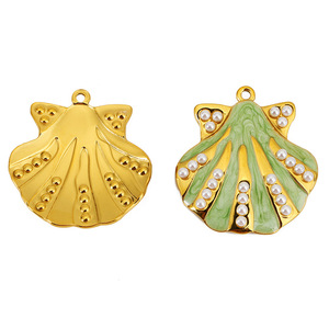 Pendentif coquillage en acier inoxydable avec perles pour collier, porte-clés, accessoires de bijouterie - Product Image 3
