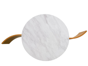 Modern <b>White</b> Marble <b>Round</b> Coffee <b>Table</b> with Storage Living Room Furniture Decorative & Eco-Friendly - Product Image 3