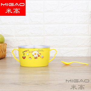 Tazón de acero inoxidable Migao para niños con tapa, diseño de dibujos animados, doble asa, para la hora de comer de niños de 2 a 4 años - Product Image 4