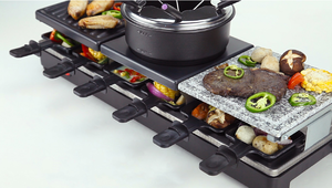 Crêpière en pierre antiadhésive multifonction pour <span class=keywords><strong>12</strong></span> personnes Fondue au fromage électrique et gril à <span class=keywords><strong>raclette</strong></span> Contrôle de la température pour un usage domestique - Product Image 4