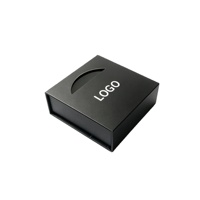 Boîte cadeau rigide noire personnalisée avec fenêtre demi-lune, doublure en éponge imperméable, pour extensions de cheveux, perruques, bijoux, emballage cosmétique