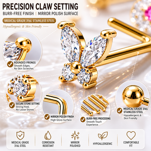 Fashion New Accessories Gold L-rod Small Snake <strong>Nose</strong> Ring Stainless Steel Heart-shaped <strong>Nose</strong> <strong>Stud</strong> Simple Women's Body Jewelry - Product Image 2