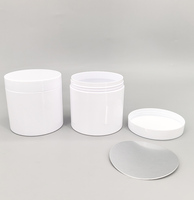 Bocaux en plastique à large bouche ronds pour animaux de compagnie transparents 350ml 12oz pot blanc de crème au beurre en poudre avec couvercles noirs/blancs HIS