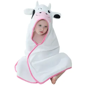 MICHLEY Wholesale Boys 100% Cotton Cartoon Cow Bathrobe Kids Hooded Animal Girls Beach Towels