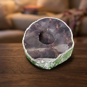 Supports de bougies en agate onyx polie faits à la main, en gros, avec motif décoratif irrégulier et finition argentée électrolytique - Product Image 3