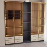 Meuble à vin moderne HAIYUE, panneau en aluminium noir et or, meubles pour toute la maison, meuble à vin sur mesure