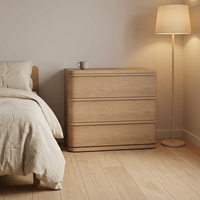 Nakas Kayu Solid Modern Ferly, Meja Samping Tempat Tidur Kokoh dengan Laci, Kabinet Penyimpanan Kamar Tidur, Set Rumah Kontemporer