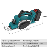 Raboteuse électrique sans fil 18V, profondeur de coupe réglable à une main, machine à raboter le bois portable, multifonctionnelle pour le dégrossissage des bords