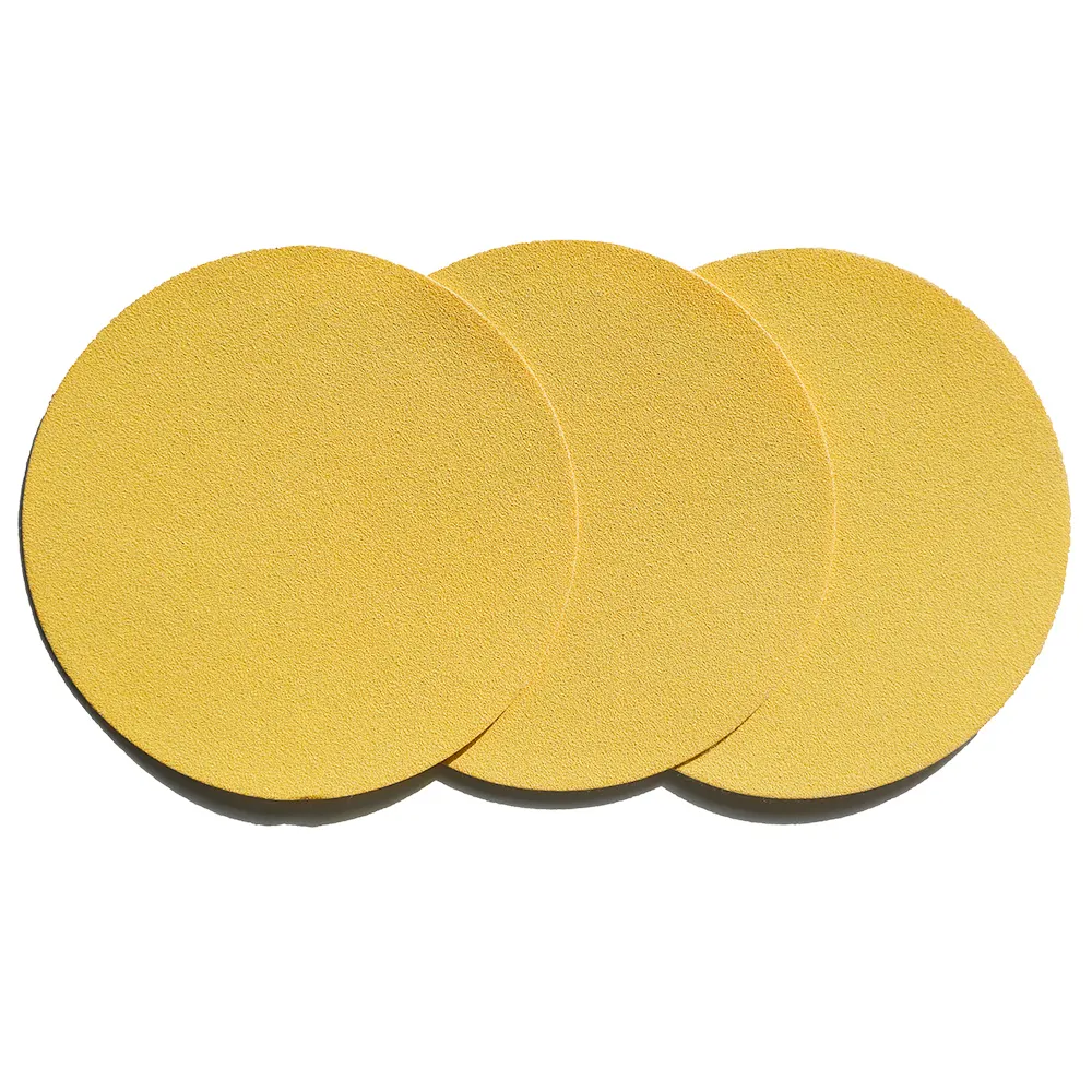 Outil de surface abrasif de polissage du bois jaune Flexible 5 pouces 6 trous disques de ponçage ronds pour ponceuse orbitale à air
