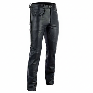 Pantalones Casuales de Pierna Recta para Hombre, de Cuero PU, Impermeables, Resistentes al Viento, Transpirables, Corte Regular, Bordados, Personalizables, Elegantes - Product Image 2