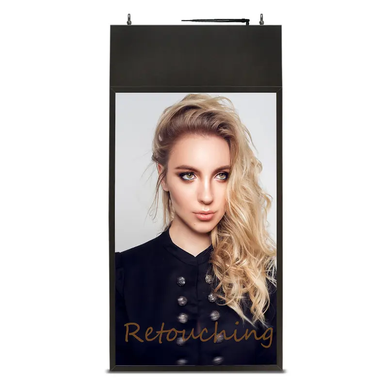 43 Inch Double Sided Hanging 3500 Nits Ultra Thin Wifi Wireless Control Lcd Window Facing Display