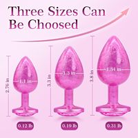 Kit d'entraînement anal 3 pièces en alliage d'aluminium pour adultes, jouet sexuel, finition rose douce effet flocon de glace, point G, prostate, tailles S/M/L