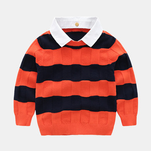 <span class=keywords><strong>Pull</strong></span> décontracté en tissu jersey de style collège pour garçons <span class=keywords><strong>Pull</strong></span> à col rabattu pour enfants avec chemise Mode bébé - Product Image 2