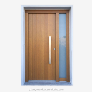 Portes d'entrée en bois massif naturel de Maurice - Design minimaliste en panneaux de <span class=keywords><strong>meranti</strong></span> à lattes verticales, finition imperméable - Product Image 3