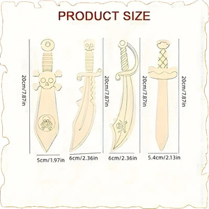 Épée en bois à assembler, modèle couteau pirate, pour loisirs créatifs d'enfants, fournitures de fête, épée à graffiter DIY - Product Image 5