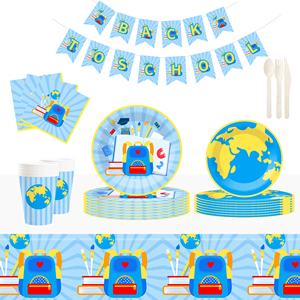 Assiettes, gobelets et serviettes à thème de remise de diplôme DAMAI – Assiettes en carton jetables pour fête de remise de diplôme, fournitures de fête, décorations, pour 8 personnes - Product Image 1