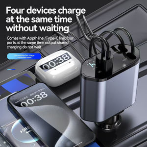 ที่ชาร์จเร็วสำหรับสถานีโทรศัพท์ในรถยนต์4 in 1จอแสดงผลดิจิตอล LED แบบพับเก็บได้สายชาร์จในรถแบบพกพา<span class=keywords><strong>2</strong></span>สายสำหรับ iPhone 17 - Product Image 2