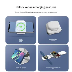 Caja de Almacenamiento Magnética Multifuncional 3 en 1 con Diseño Plegable, Cargador Inalámbrico de Carga Rápida de 15W con Juego de Cables de Datos - Product Image 3