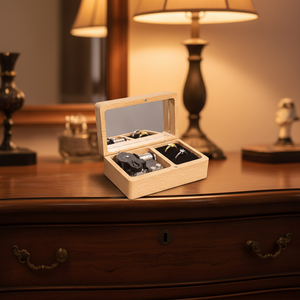 Boîte à <span class=keywords><strong>musique</strong></span> personnalisée en panneau de densité Yiyu, manivelle, mécanisme 8 tons, durée sonore 30s, support de bague de demande en mariage, cadeau Saint-Valentin - Product Image 2