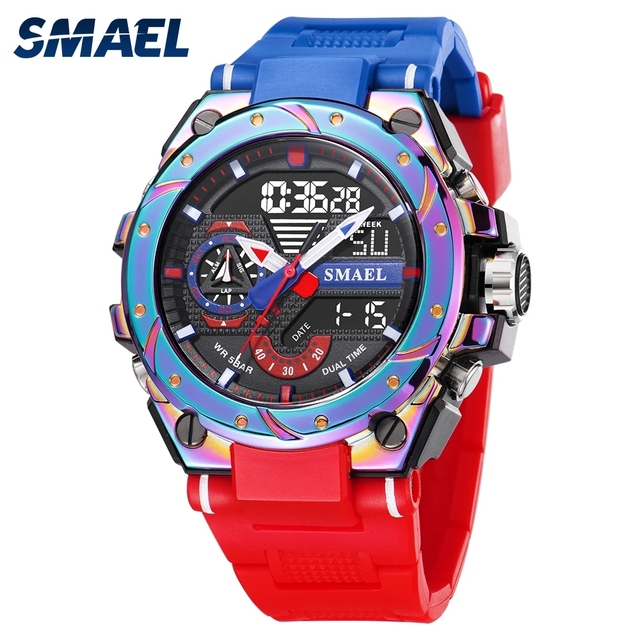 SMAEL 8060 Men 2025 Watches Sports Dual Display Analog Digital LED Quartz Wristwatches Waterproof Kid Reloj Outdoor Watch