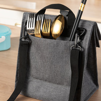 Sac à déjeuner isotherme en tissu Oxford de style japonais avec bouton-pression, boîte à bento, sac fourre-tout, design portable à bandoulière pour les employés de bureau et les étudiants