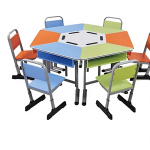 Muebles escolares, mesa <span class=keywords><strong>de</strong></span> entrenamiento hexagonal plegable y silla, escritorio y silla plegables trapezoidales móviles para estudiantes <span class=keywords><strong>de</strong></span> primaria - Product Image 6
