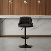Tabouret de bar réglable Henglin noir mat, 360 °   Chaise de bar pivotante avec repose-pieds, en cuir PU pour bar à domicile et cuisine
