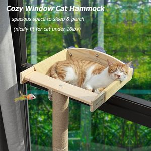 Custom Wood Eco-friendly <strong>Cat</strong> Window Perch <strong>Scratching</strong> <strong>Posts</strong> Climbing Tree Hammock Mounted Suction Cups <strong>Cat</strong> Tree Tower Carton - Product Image 3