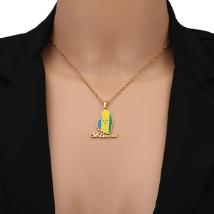 Nouvelle goutte d'huile d'émail <span class=keywords><strong>ST</strong></span>. <span class=keywords><strong>Vincent</strong></span> carte drapeau pendentif collier pour femmes filles bijoux en acier inoxydable ethnique fête d'anniversaire cadeaux - Product Image 5