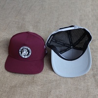 Casquettes Snapback 5 Panneaux en Nylon pour Hommes, avec Logo en Patch de Caoutchouc Personnalisé, pour Sports de Plein Air, Visière Plate, Ripstop, Imperméables, Perforations Laser