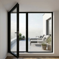 Porte patio double en aluminium avec cadre en verre isolant trempé pour maison, villa, jardin, entrée extérieure, résidentiel sur mesure