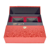 Boîte cadeau en papier rigide à double ouverture, impression personnalisée, boîte d'emballage de luxe pour thé rouge avec insert en mousse